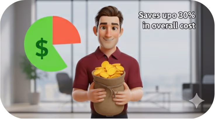Illustration showing overall cost savings with a 30 percent signal